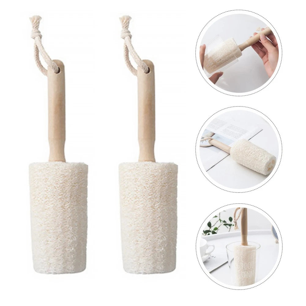 2Pcs Natural Loofah Bath Body Brush for Gentle Exfoliation and Scrubbing