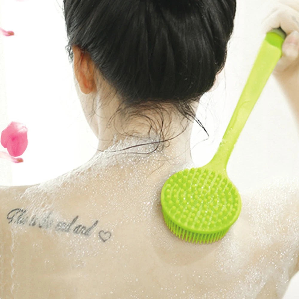 Bath Brush Body Scrubber Exfoliator Silicone Shower Man Back for Long Handle