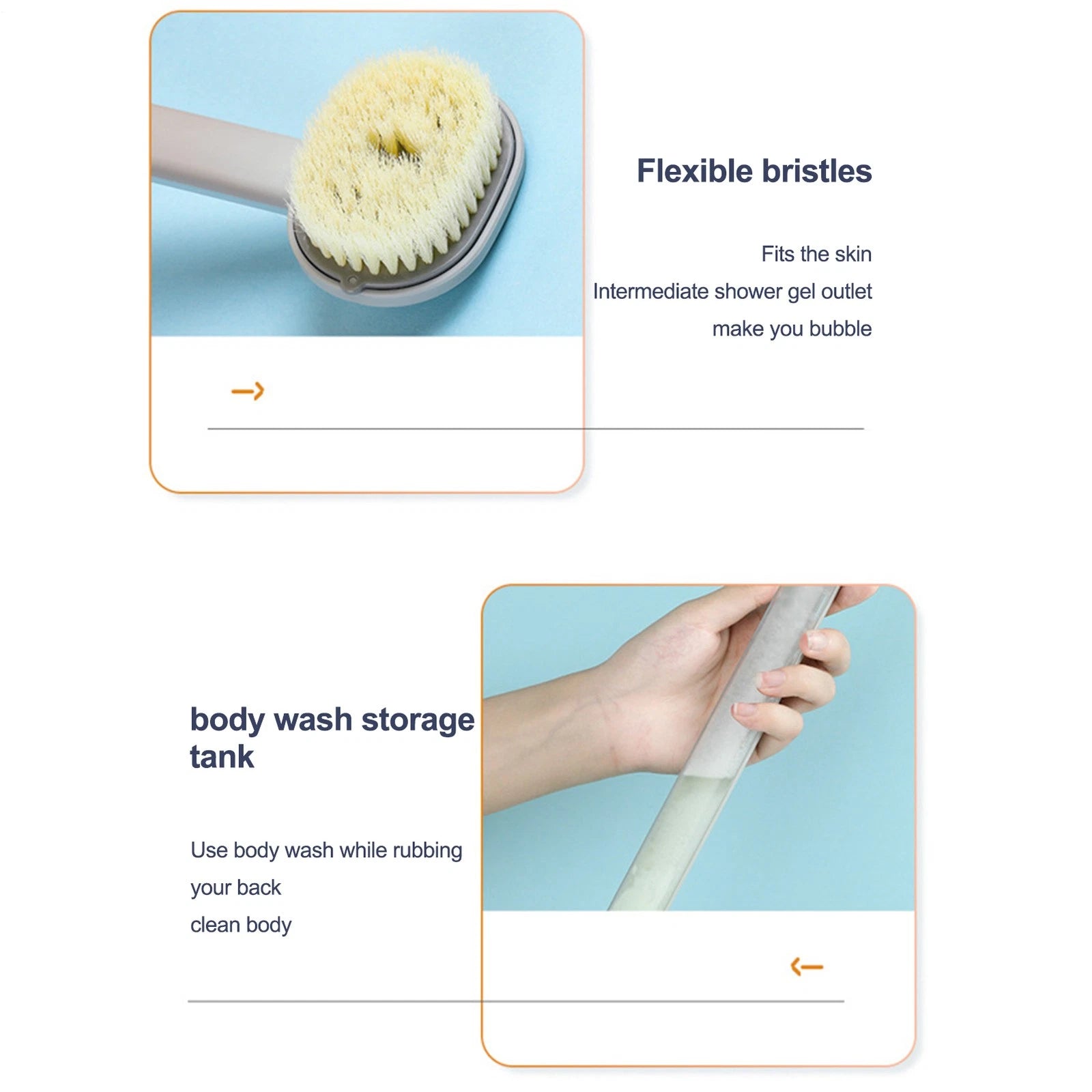 Body Back Bath Brush For Shower With Long Handle Back Washer Scrubber Suitable