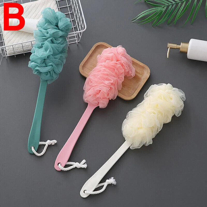Bath Brush Loofah Soft Mesh Sponge Back Scrubber Long Handle Body Wash Shower