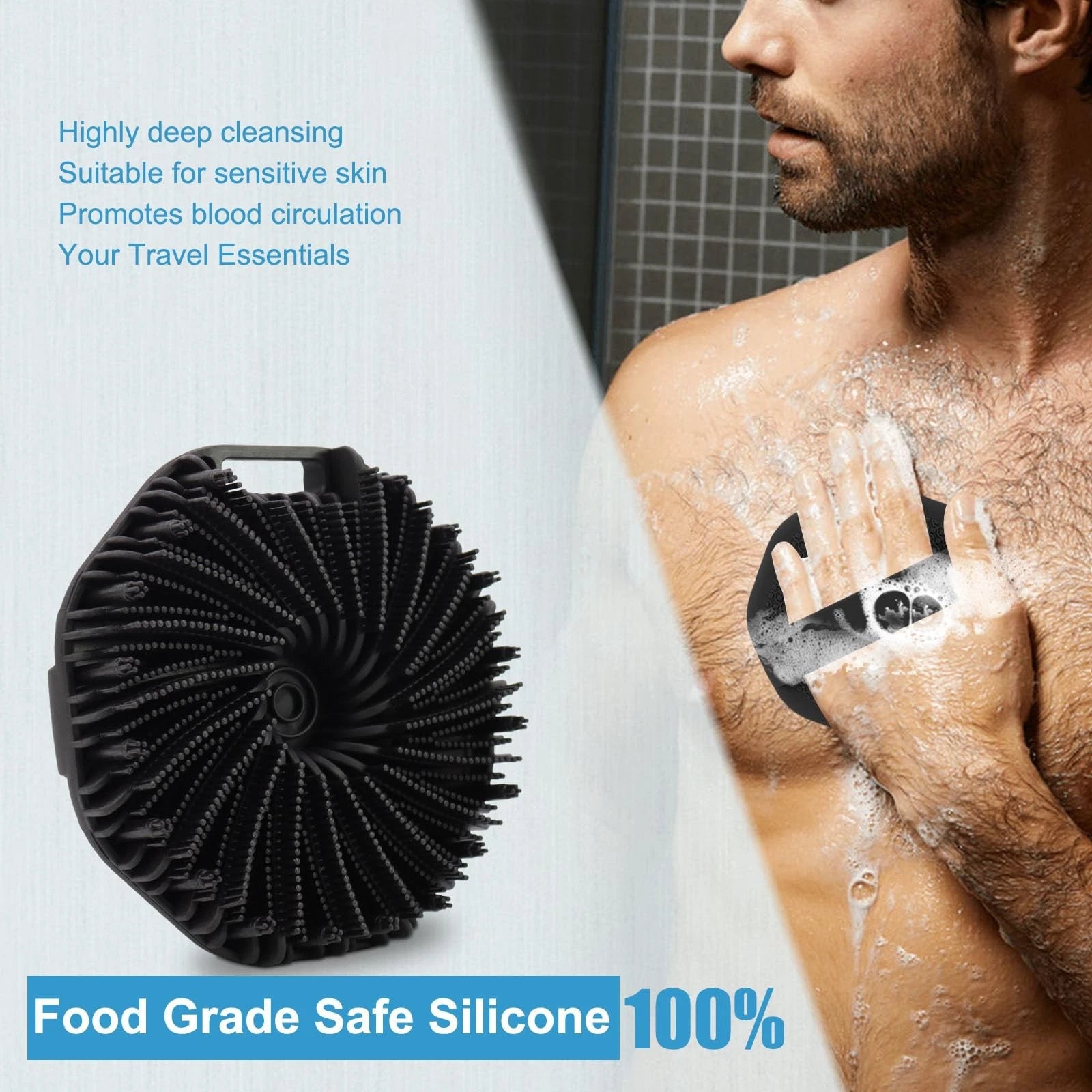 Silicone Body Scrubber, Body Wash Scrubber, Shower Scrubber for Body, Non-Sli...