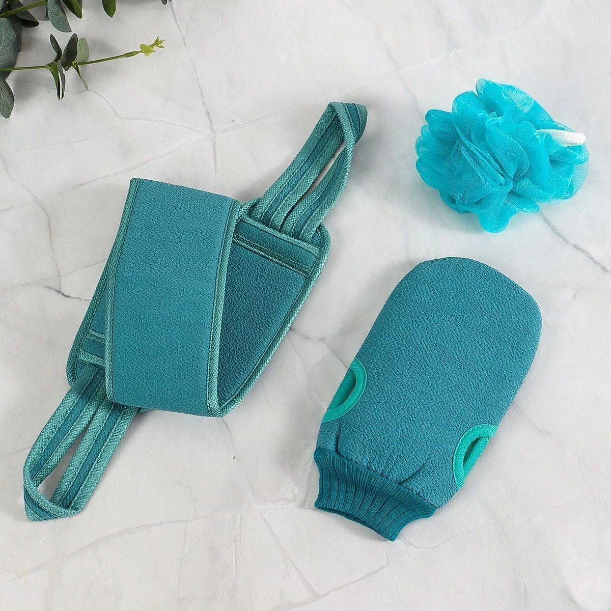 3pcs/set Back Scrubber Bath Shower Strap Spa Skin Brush Sponge Body Exfoliating