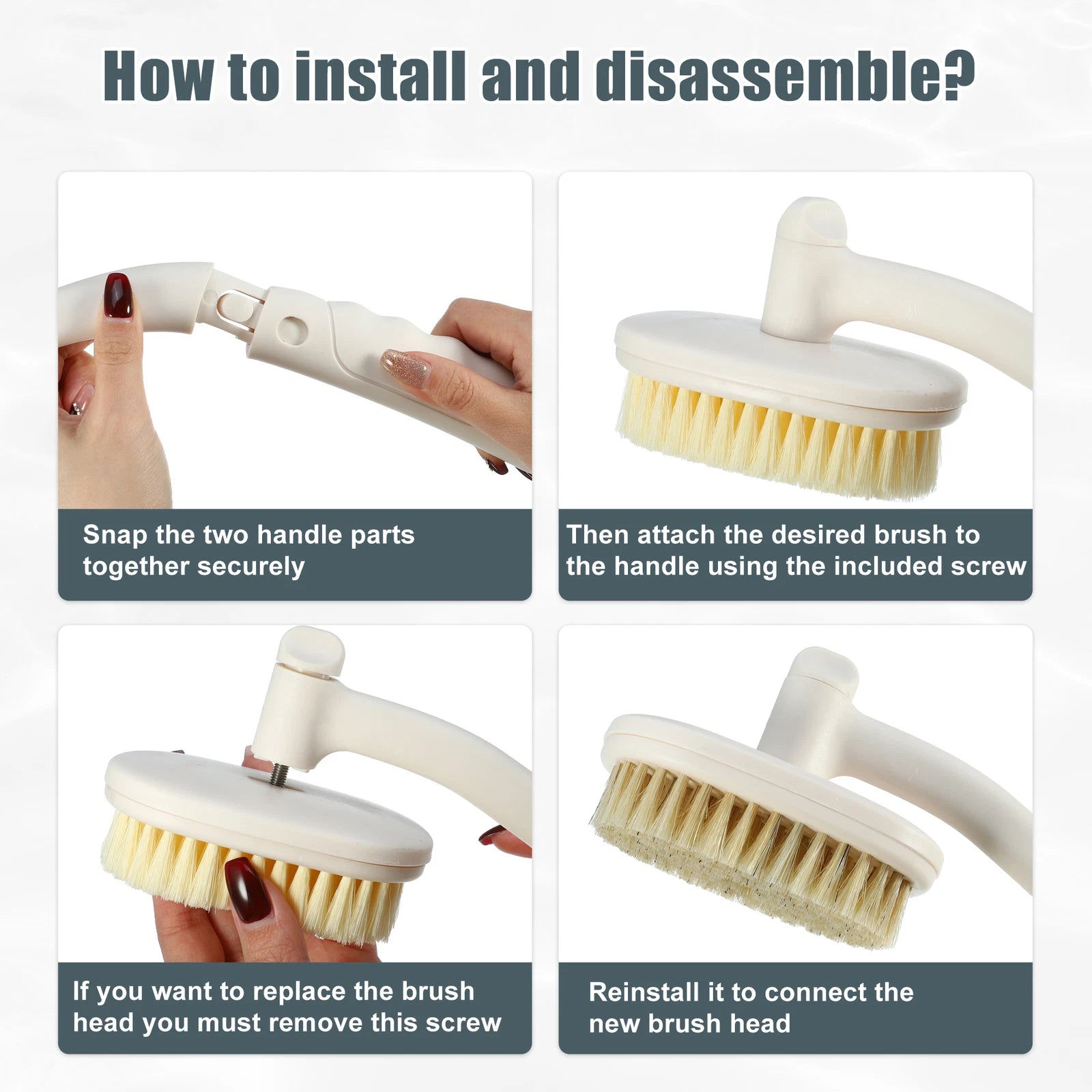 1 Set 3 in 1 Back Scrubber Bath Brush Long Handle Back Brush Back Scrubbers