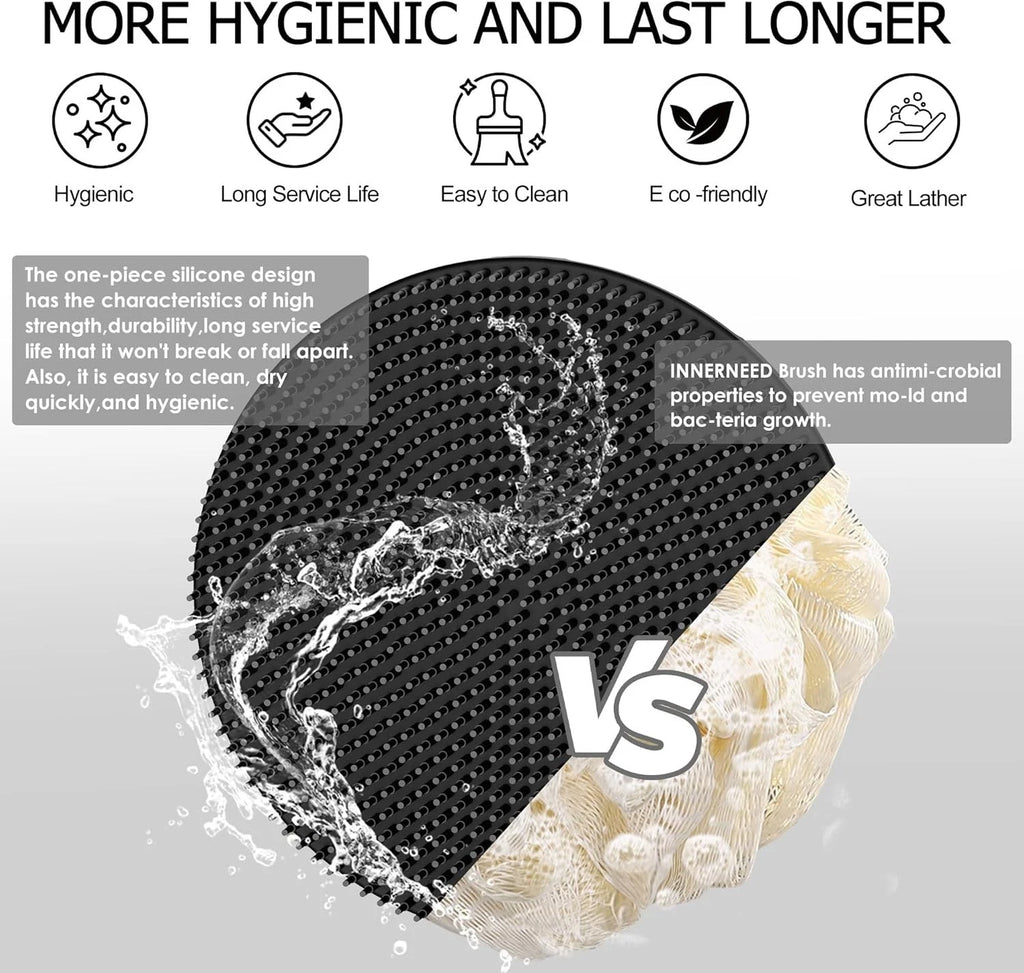 INNERNEED Food-Grade Soft Silicone Body Scrubber Shower Brush Handheld Cleansing