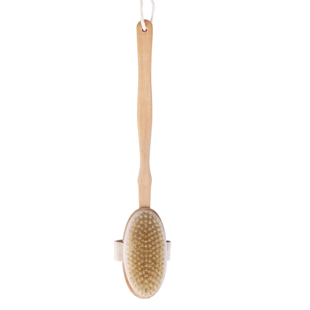 Wooden Bath Brush with Natural Bristles - Premium Body Scrubber for Dry Skin USA