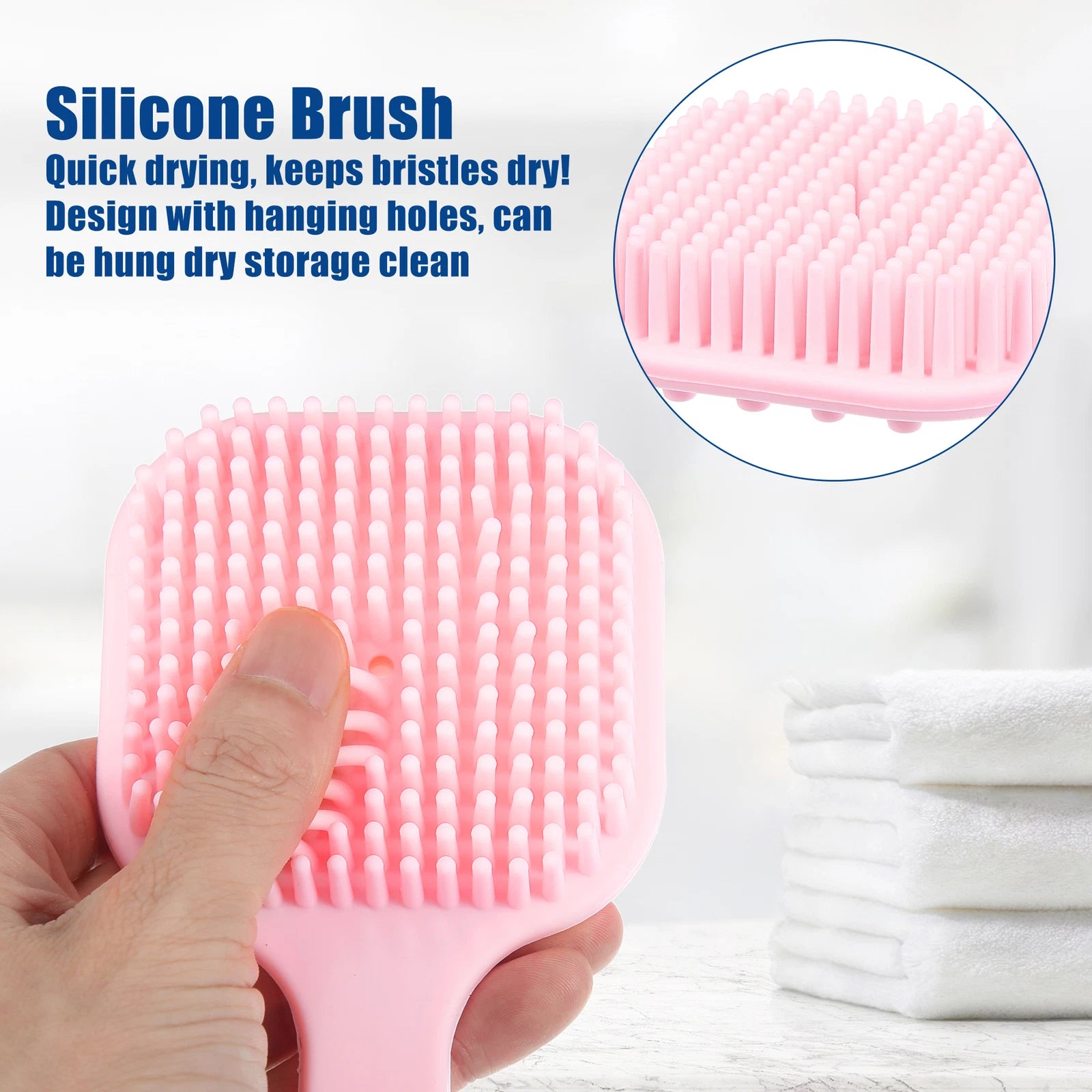 Soft Silicone Long Handled Bath Shower Body Brush Back Scrubber for Men Women