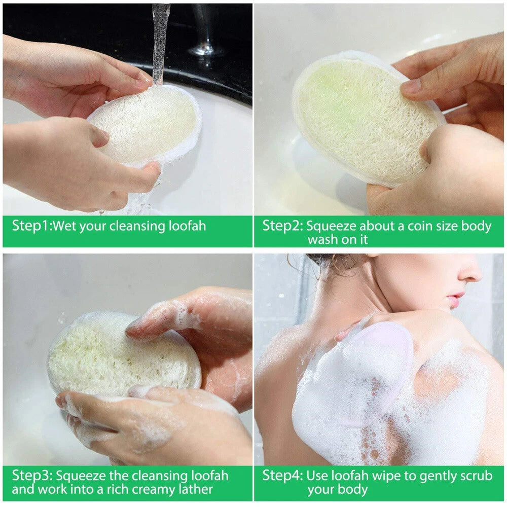 1-5X Body Scrubber Brush Exfoliating Natural Loofah Pad Luffa Bath Shower Sponge
