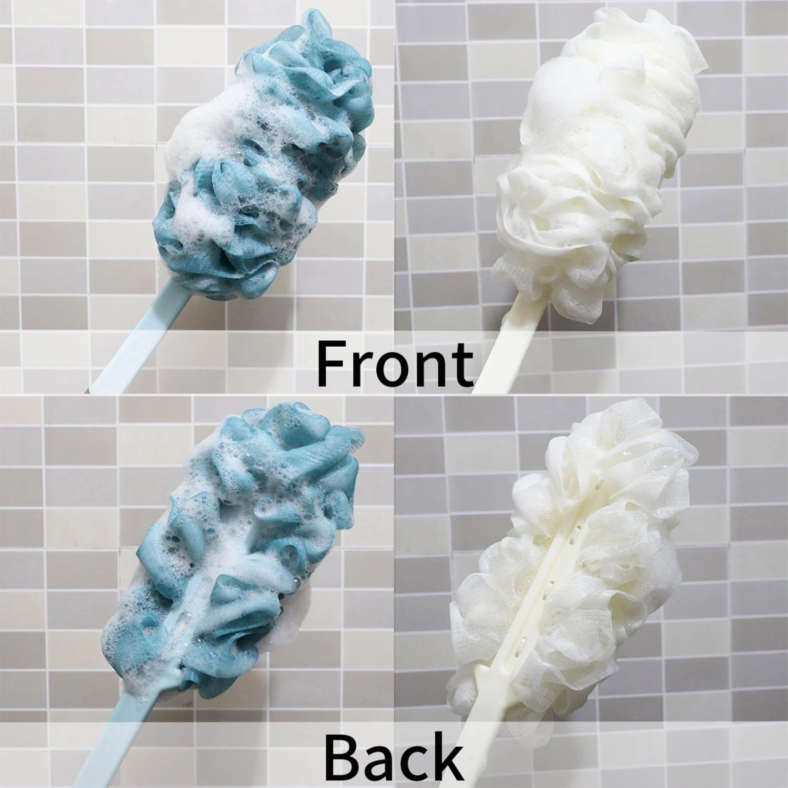 2Pack Loofah Back Scrubber for Shower with Non-Slip Handle Bath Body Brush