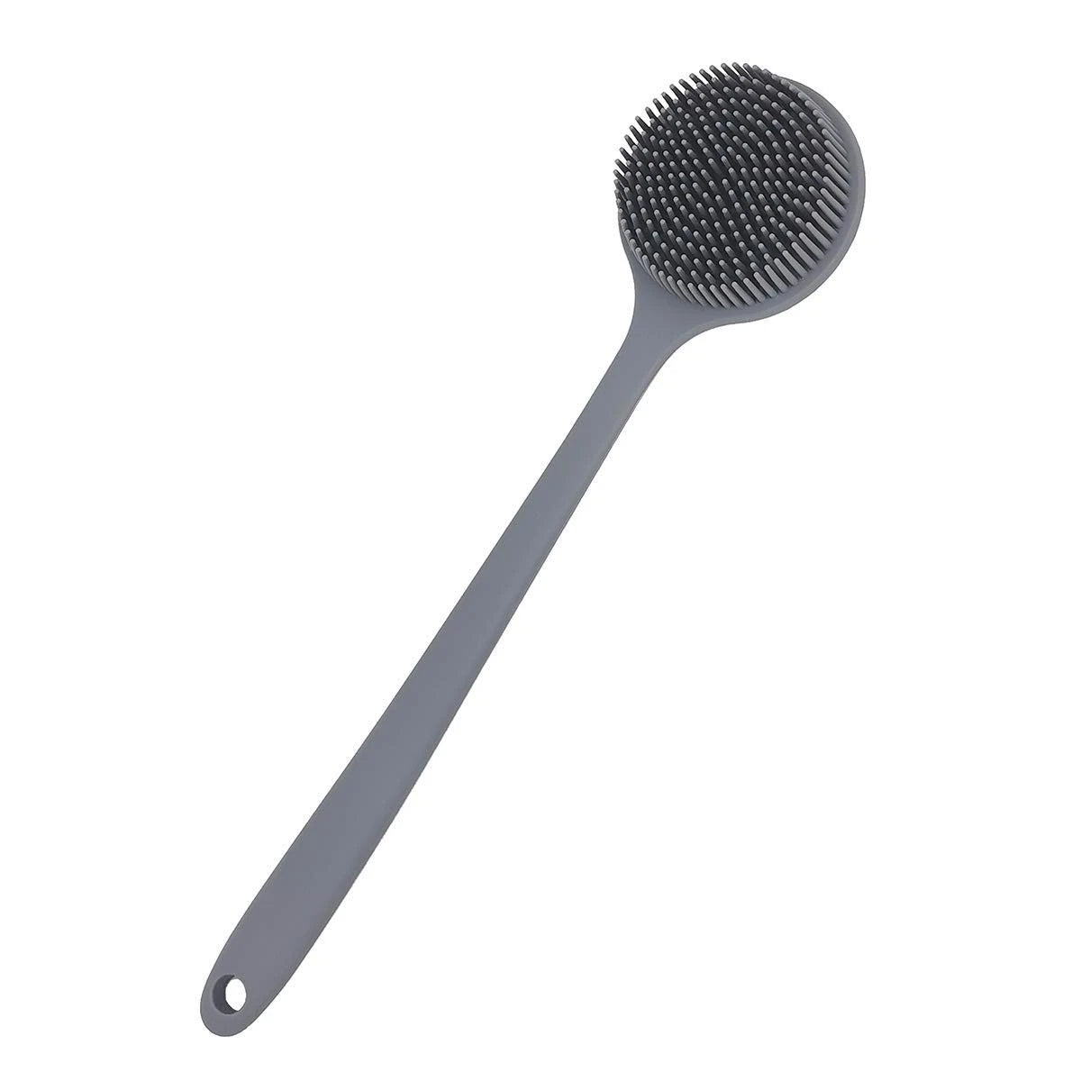 DNC Silicone Back Scrubber for Shower Bath Body Brush with Long Handle Gray