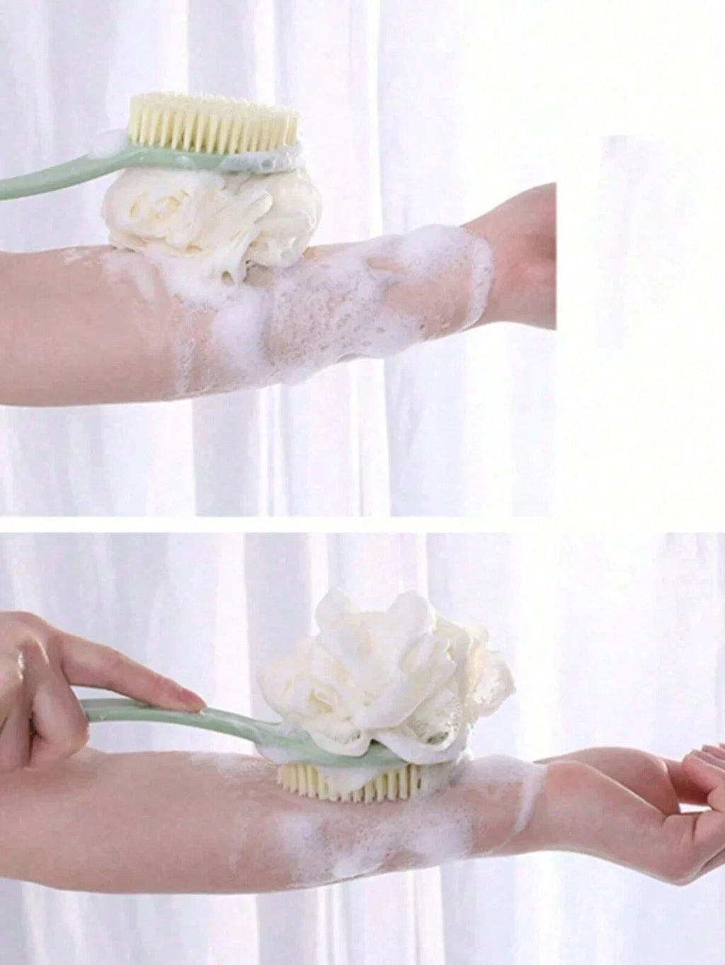 2 in 1 Handle Shower Bath Body Brush With Soft Bristles Back Massage Scrubber