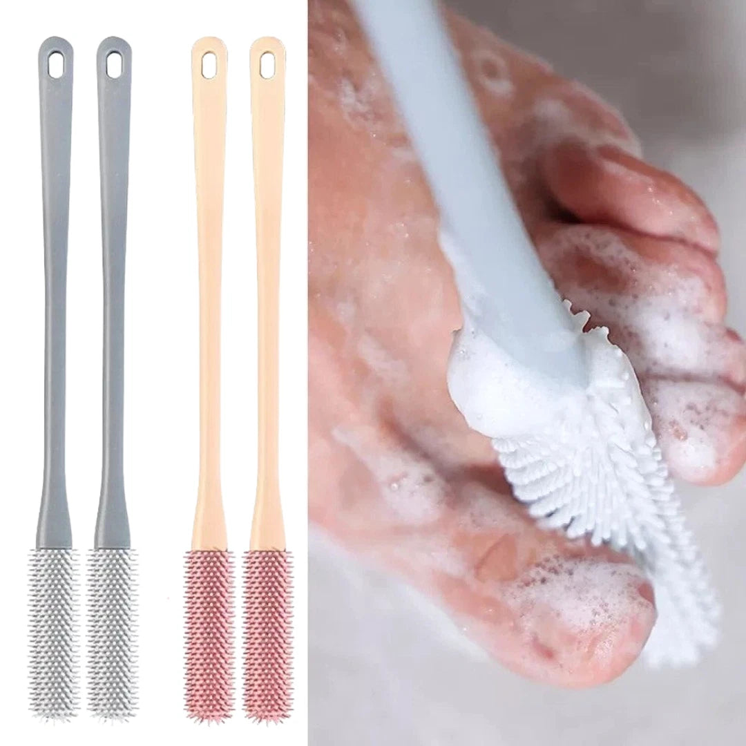 Silicone Shower Foot Scrubber Back Body Brush Massager Pad Mat Bathroom Grey Uk