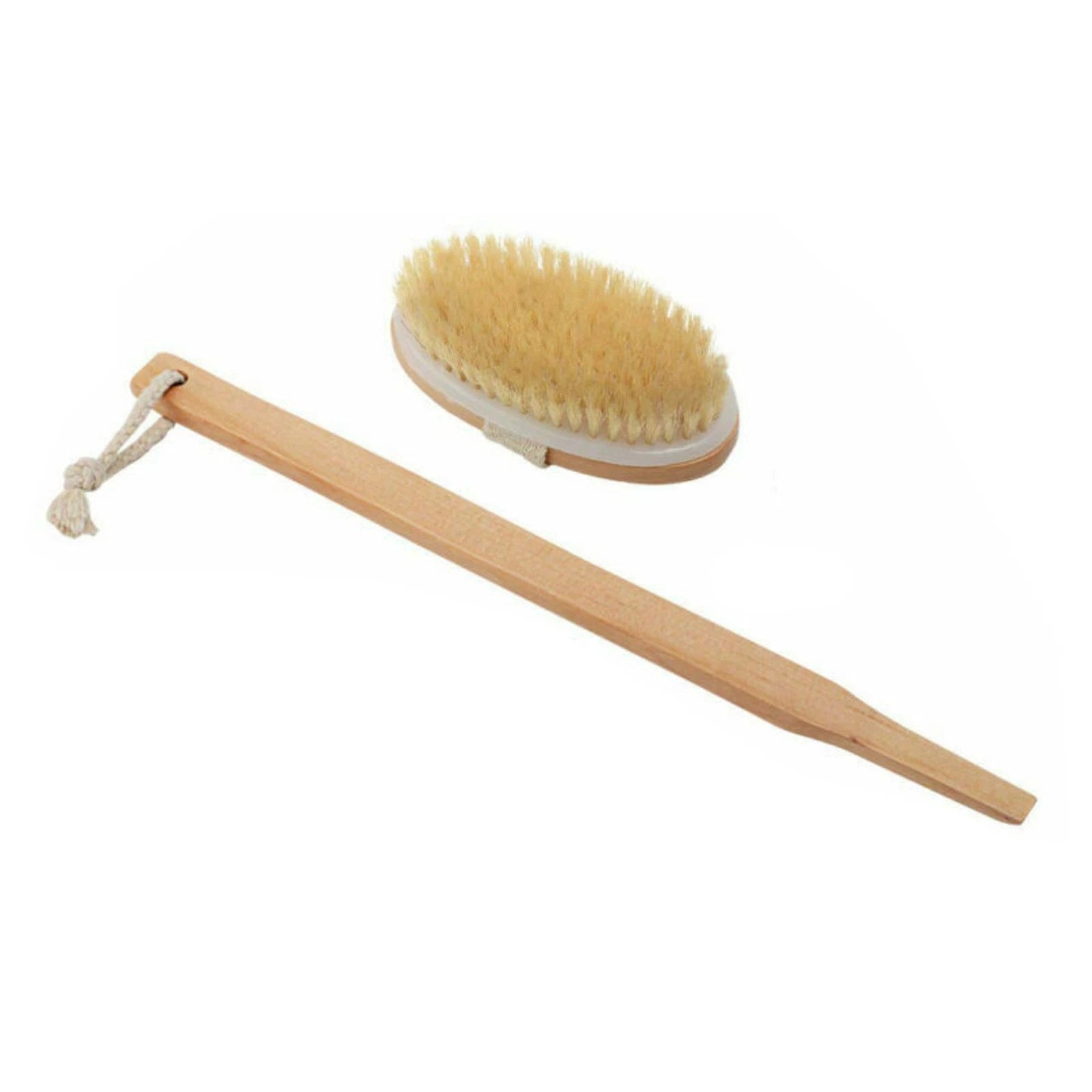 Durable Natural Long-Handled Bath Shower Body Back Dry Skin Spa Scrubber Brush F
