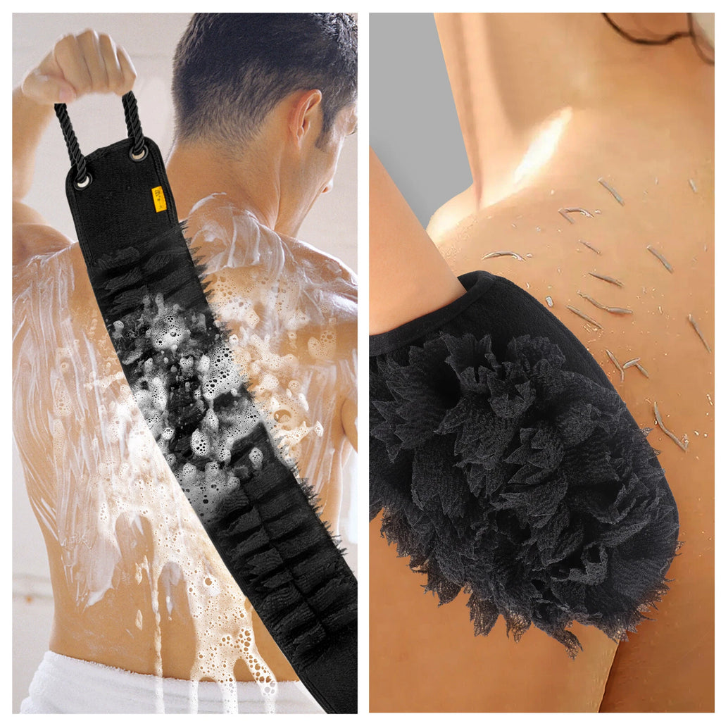 2pcs Exfoliating Back Scrubber 36" Double-Sided Body Scrub Towel Bath Exfoliator