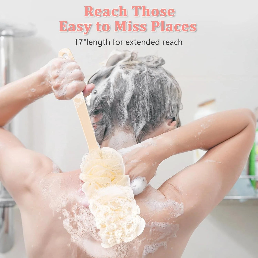 2Pack Back Scrubber for Shower Loofah with Long Handle, Shower Brush for Body...