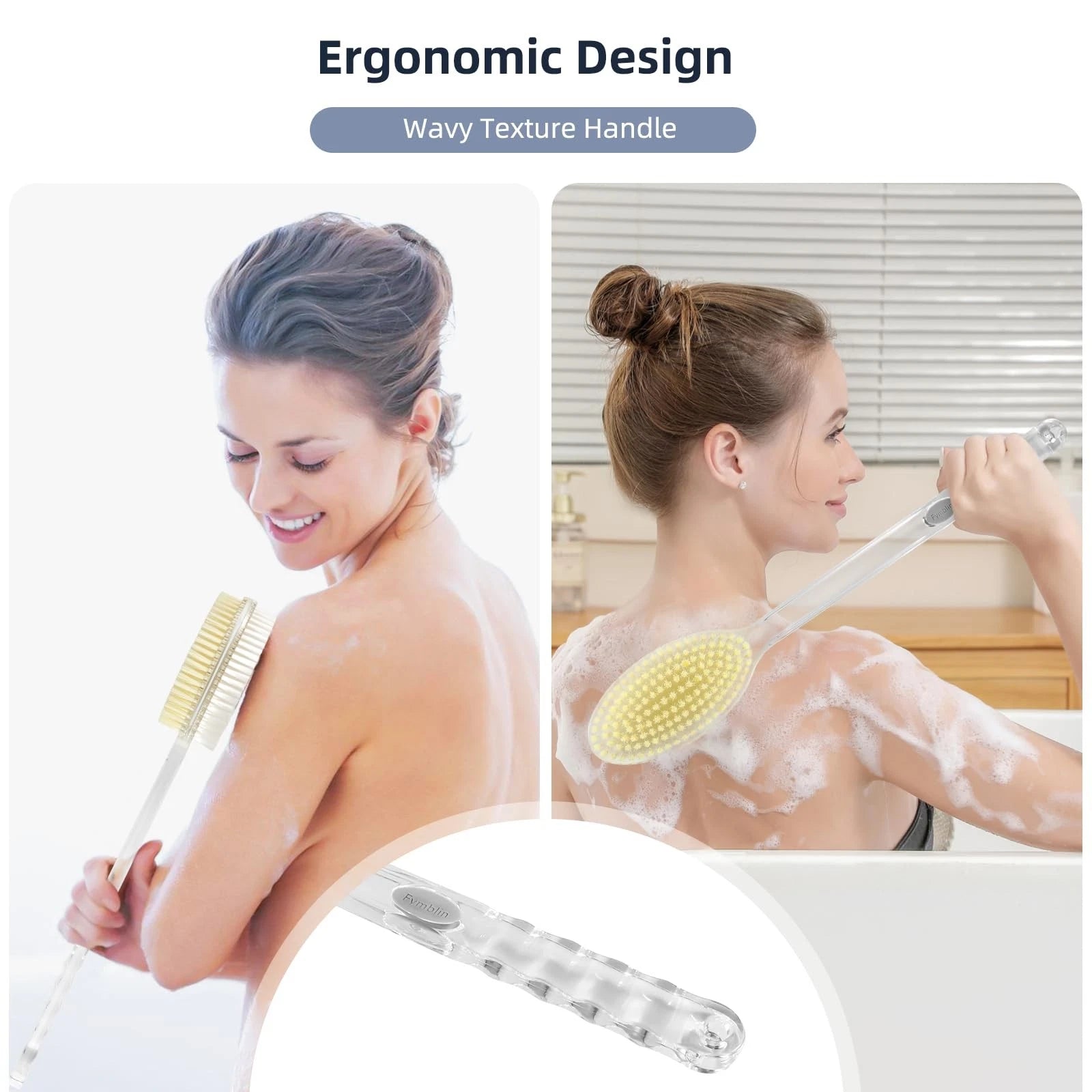 Fymblin Back Scrubber Long Handle for Shower,Back Brush Dual-Sided with Stiff...