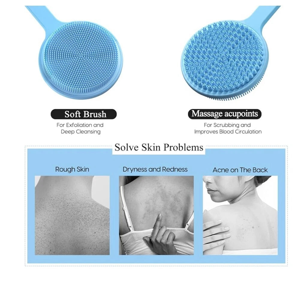 VWMYQ Silicone Back Scrubber for Shower, 17in Long Handle Body Brush