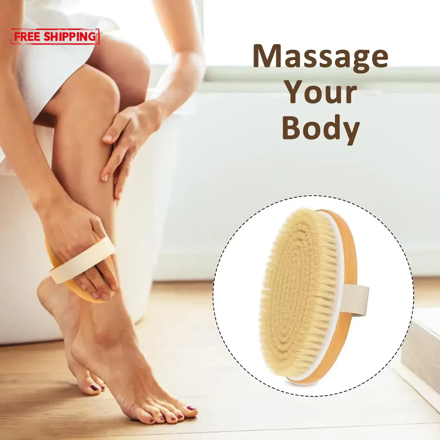 Dry Body Brushes, Exfoliating Body Scrubbers, Natural Bristles for Dry Skin, Imp