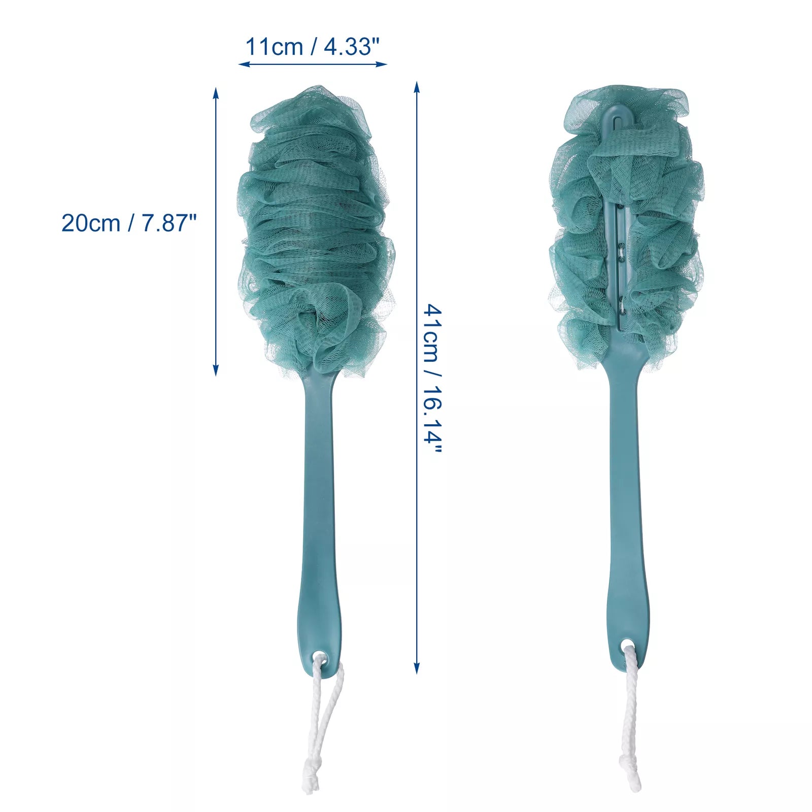 2 Pcs Body Bath Scrubber Loofah Shower with Long Handle PP Mesh Blue Pink