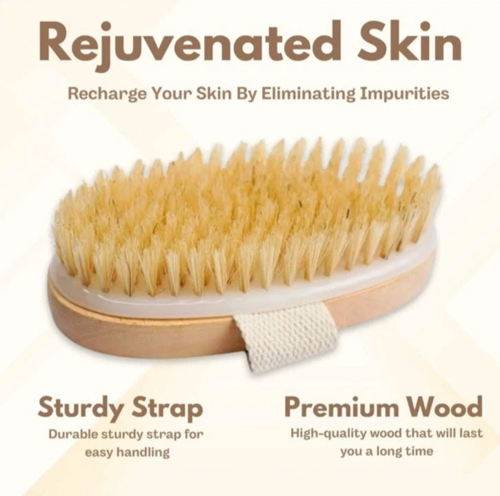 Natural  Body Scrub Bristle Brush for Dry Skin Exfoliating Dry Skin Brush