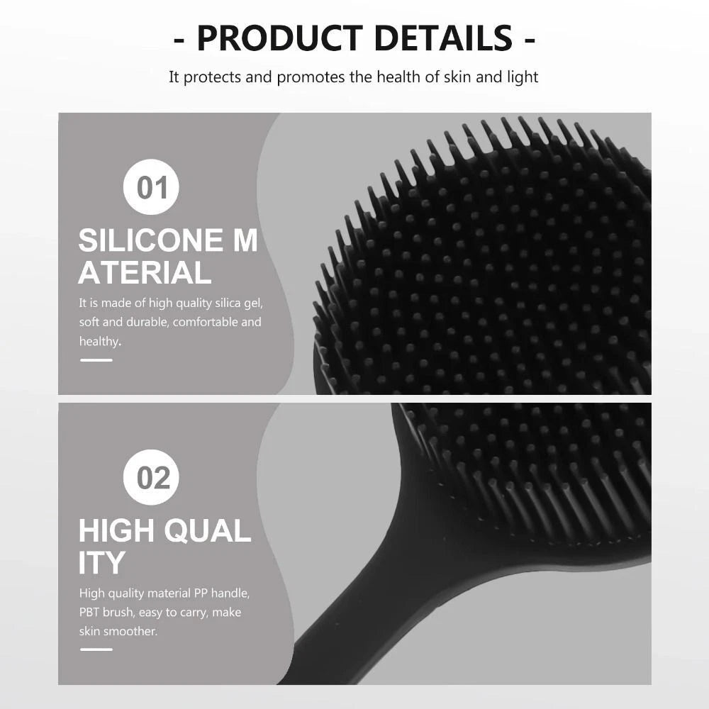 Silicone Back Scrubber for Shower Long Handle Bath Brush Double Sided