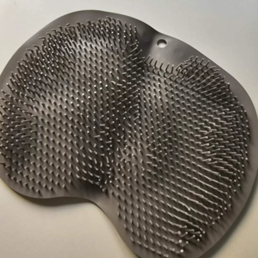 Silicone Shower Foot Scrubber Back Body Brush Massager Pad Mat Bathroom Grey Uk