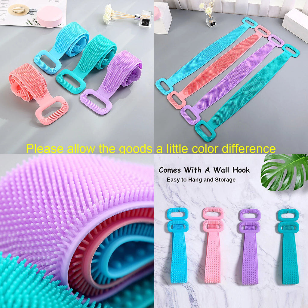 Silicone Back Bath Shower Wash Body Belt Brush Bath Body Scrubber Men & Women US