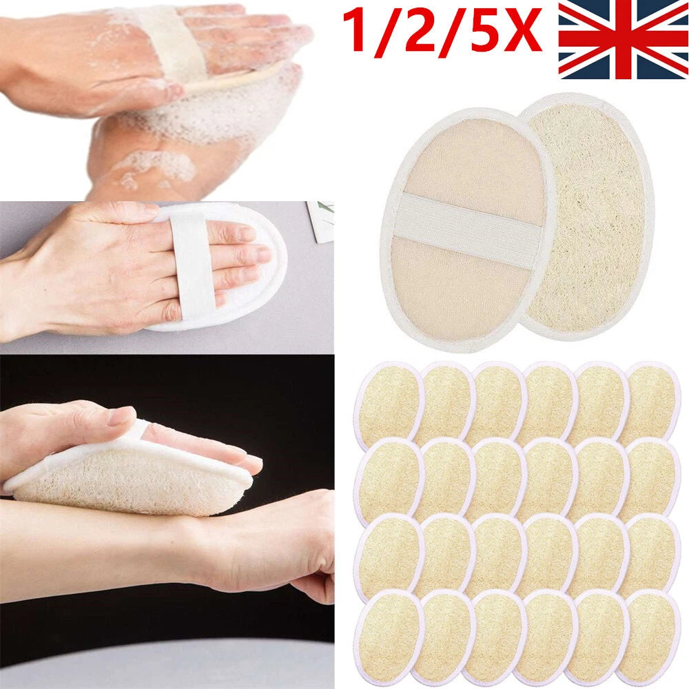 1-5X Body Scrubber Brush Exfoliating Natural Loofah Pad Luffa Bath Shower Sponge