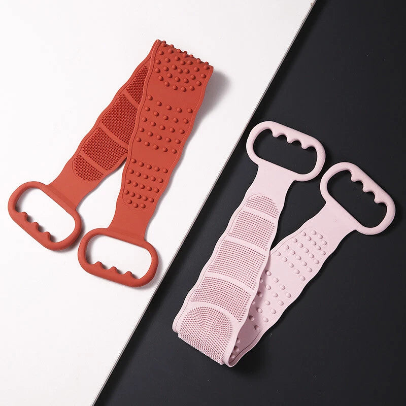 (US STOCK) Silicone Back Scrubber Body Cleaning Tools Bath Belt Massage Brush