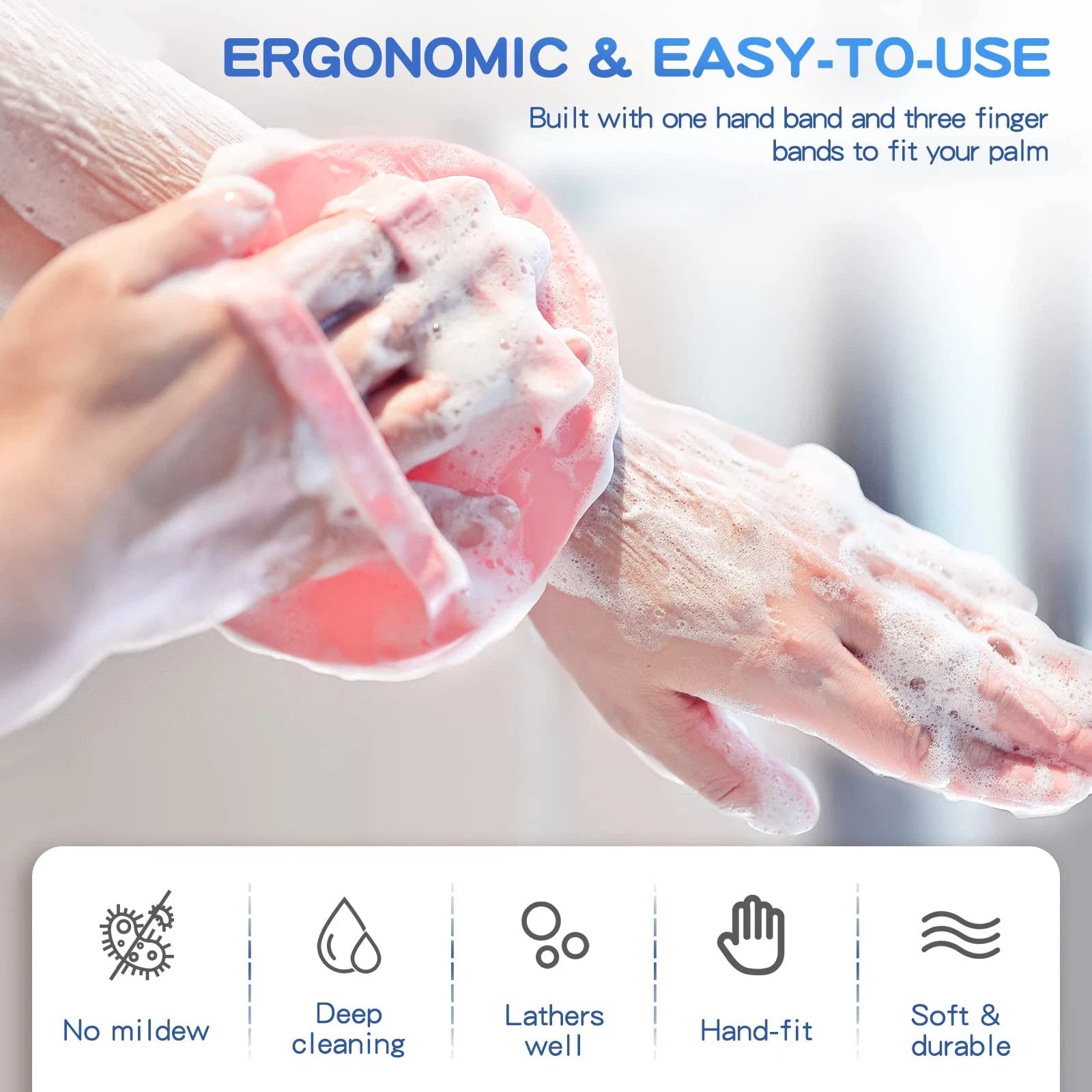 Soft Silicone Shower Brush, Super-Lathering and Deep-Cleaning Body & Face Scr...
