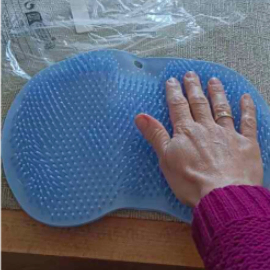 Silicone Shower Foot Scrubber Back Body Brush Massager Pad Mat Bathroom Grey Uk