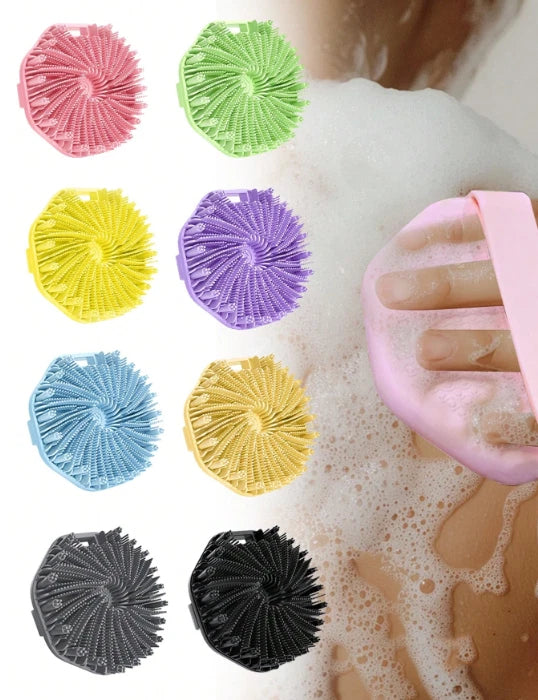 Silicone Shower Foot Scrubber Back Body Brush Massager Pad Mat Bathroom Grey Uk