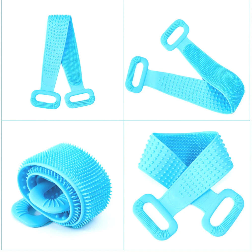 Silicone Back Bath Shower Wash Body Belt Brush Bath Body Scrubber Men & Women US