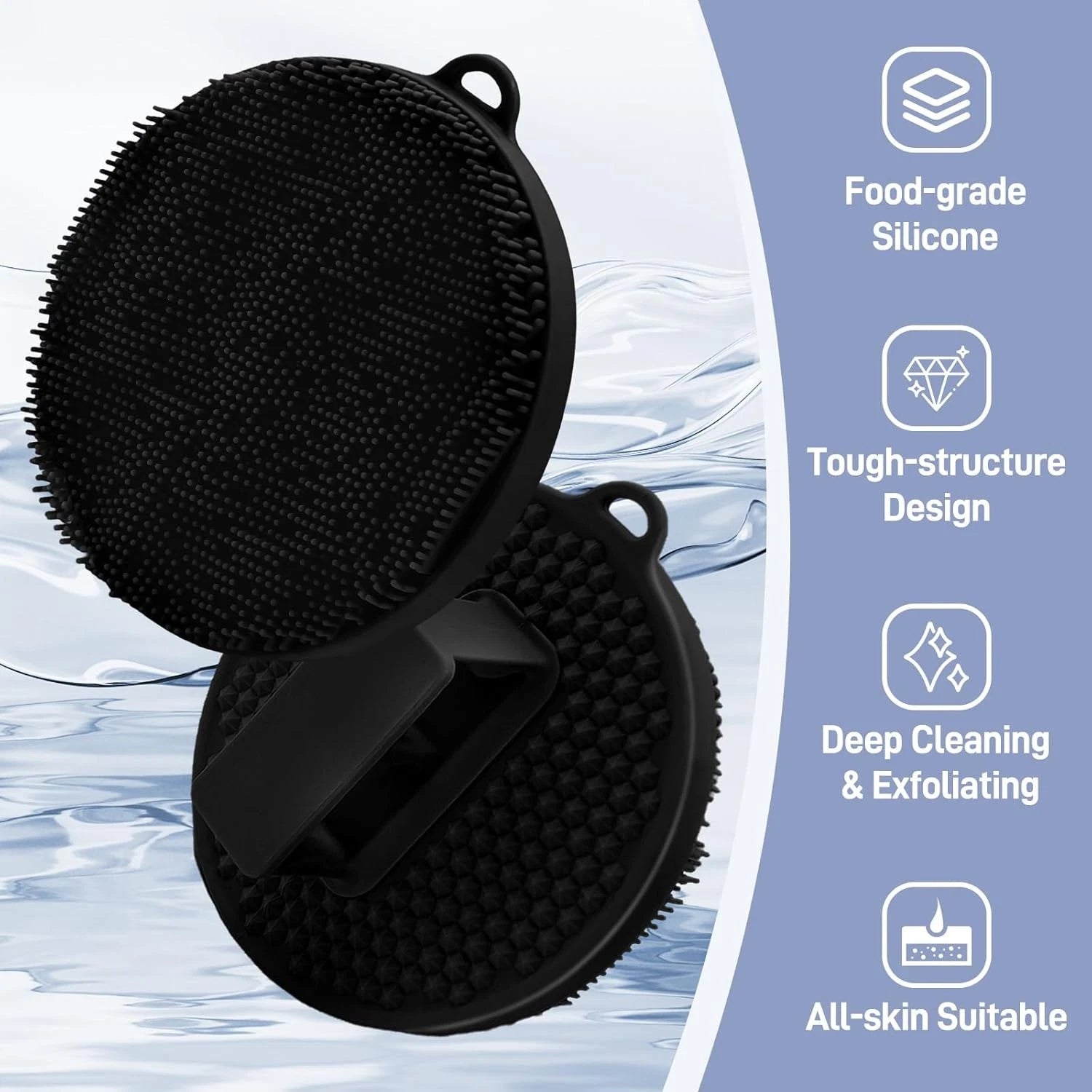 Silicone Back Scrubber & Body Scrubber Set, 15.35’’ Soft Back Scrubber for S
