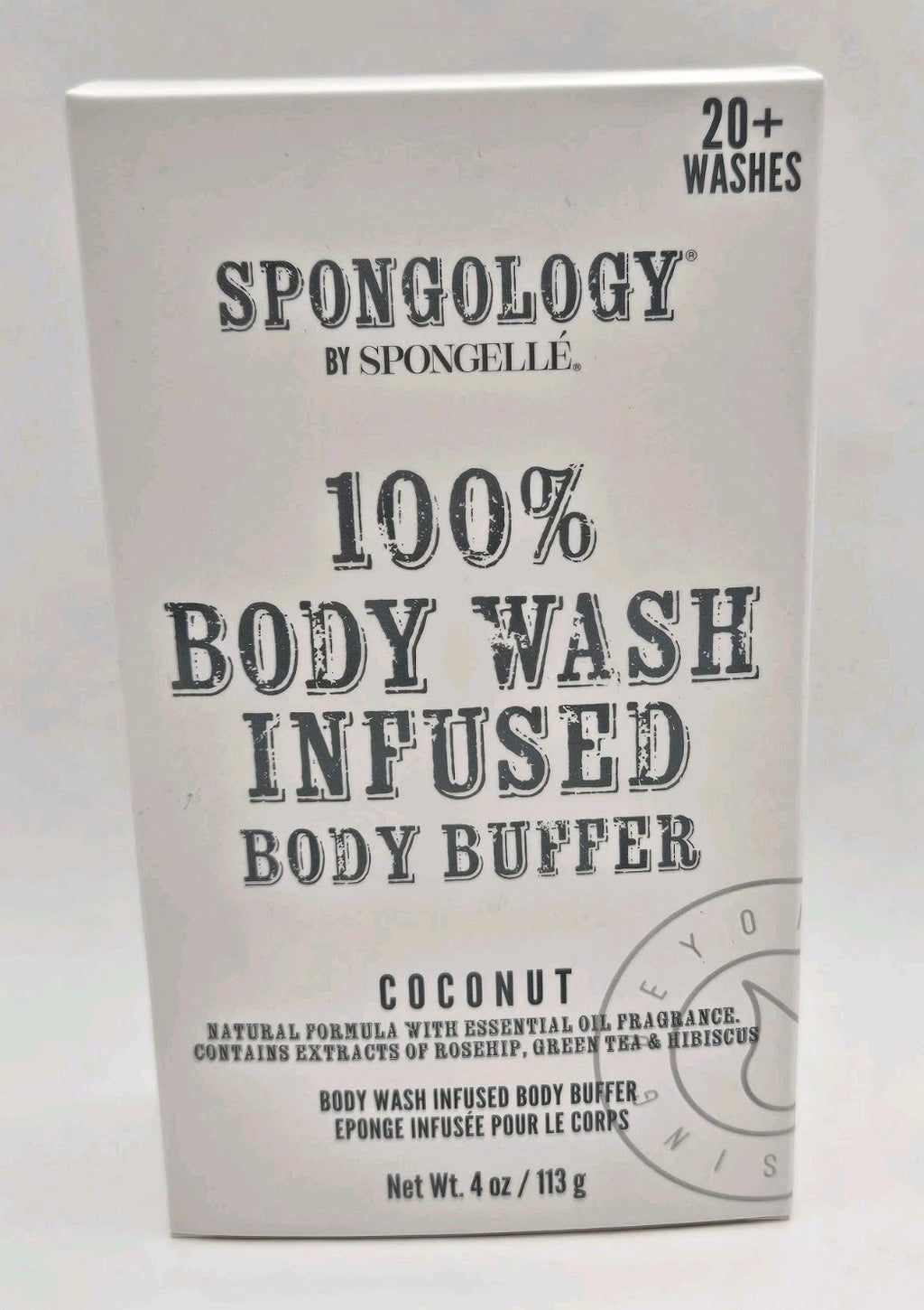 Spongelle Spongology Body Wash Infused Body Buffer Coconut 4oz NEW 20+ Washes