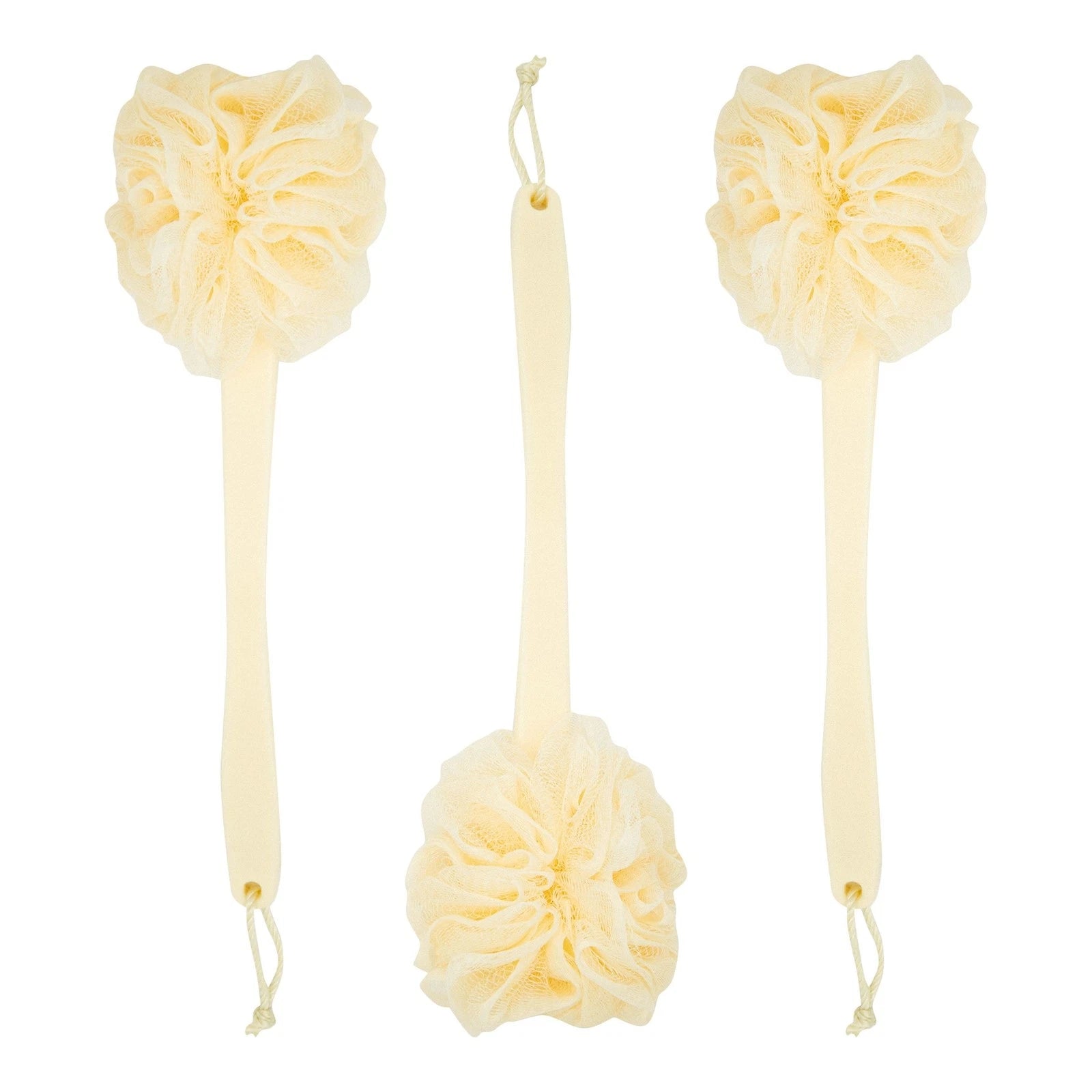 Body Back Scrubber Bath Sponges - 3-Pack Exfoliating Mesh Pouf Shower Brushes
