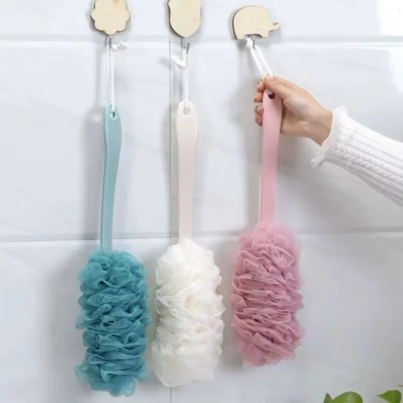 Long Handle Bath Brush Soft Mesh Sponge Back Scrubber Body Puff Shower Loofah