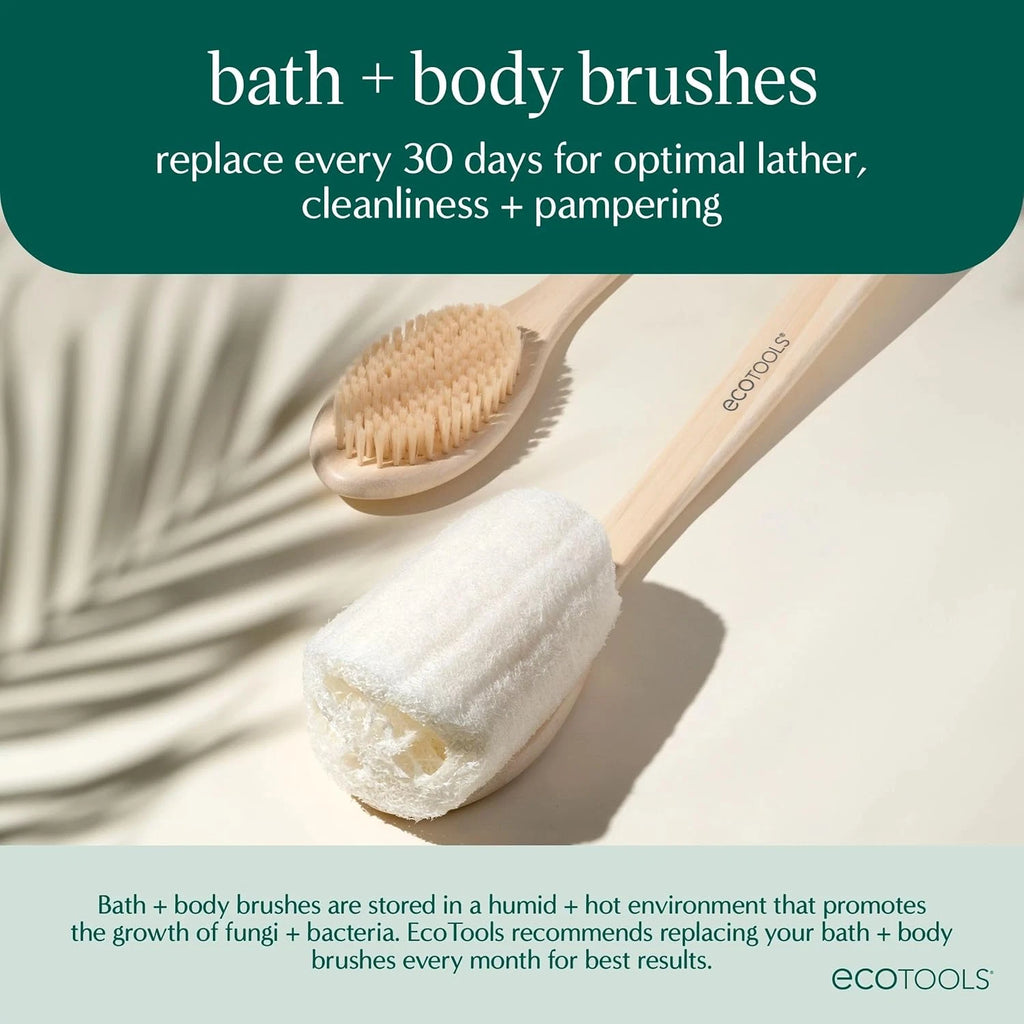 Ecotools Ecopouf Bath Brush, Loofah Brush for Bath & Shower, Made with Long Hand