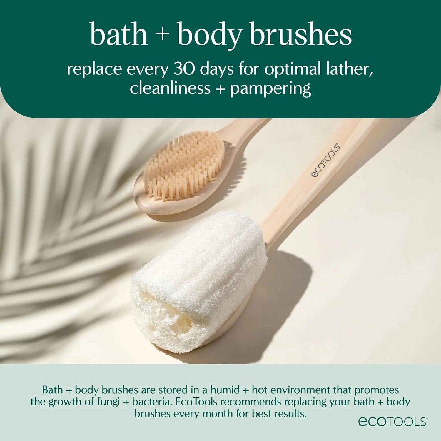 Ecotools Ecopouf Bath Brush, Loofah Brush for Bath & Shower, Made with Long Hand