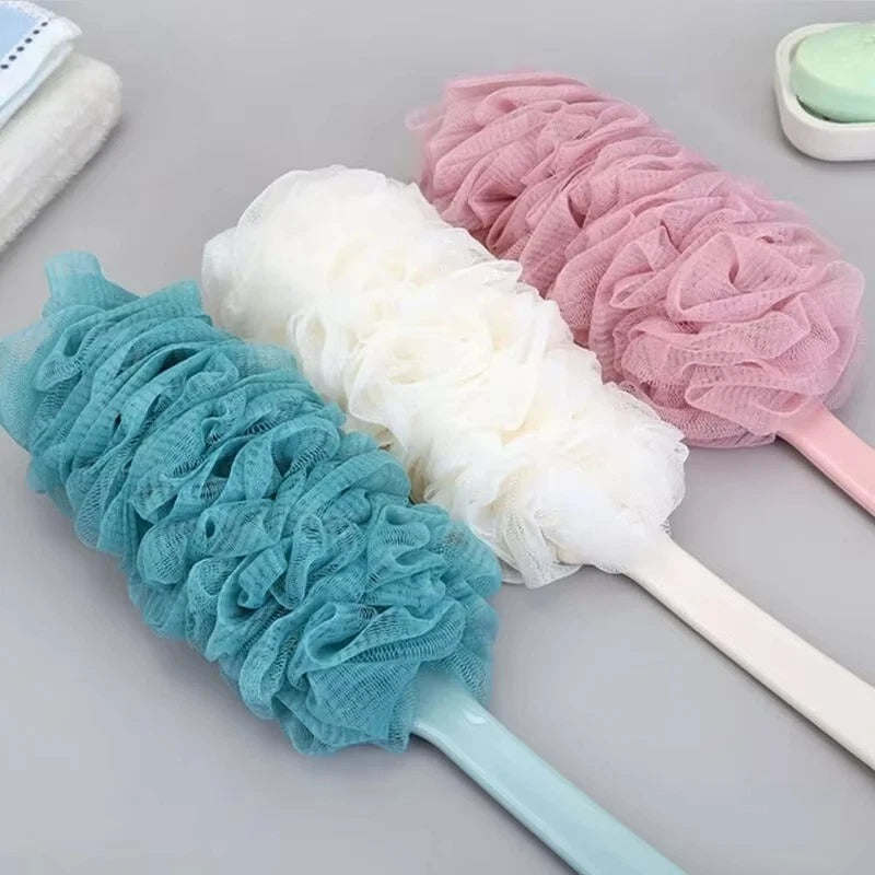 Long Handle Bath Brush Soft Mesh Sponge Back Scrubber Body Puff Shower Loofah