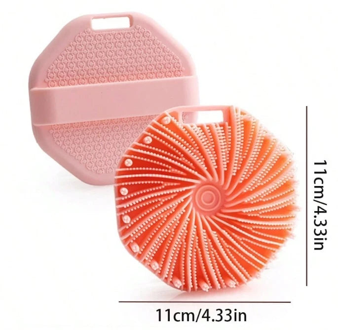 Silicone Shower Foot Scrubber Back Body Brush Massager Pad Mat Bathroom Grey Uk