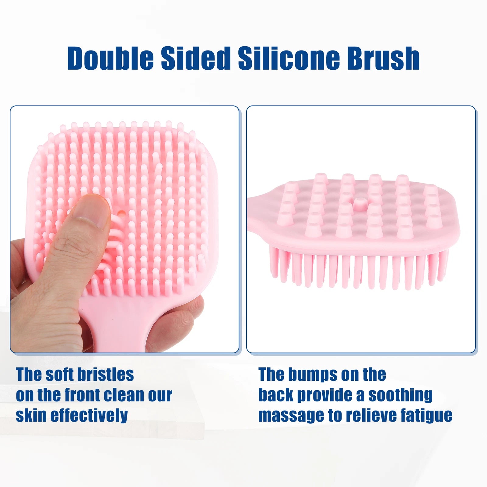Soft Silicone Long Handled Bath Shower Body Brush Back Scrubber for Men Women