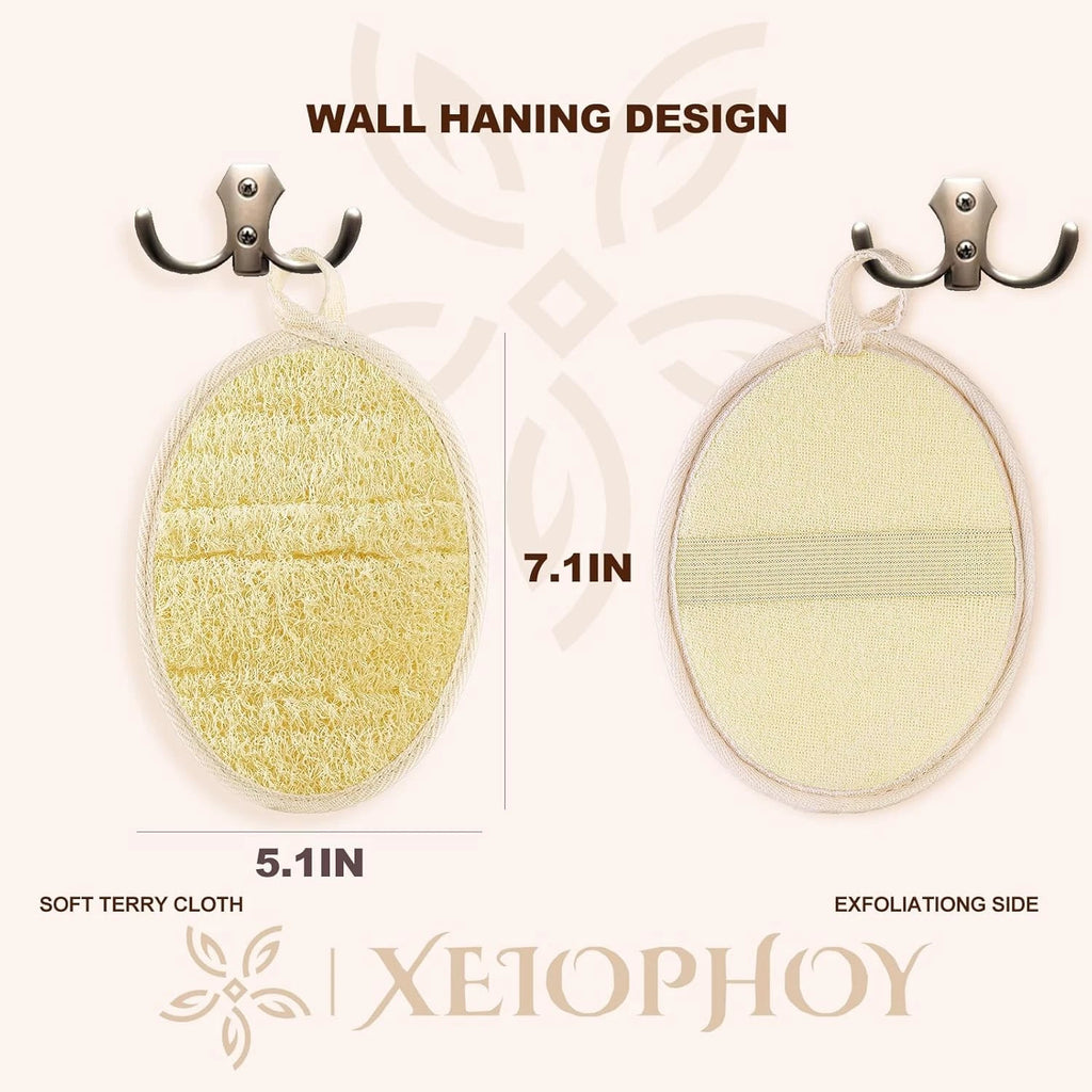 2PCS Premium Natural Loofah Sponge Exfoliating Body Scrubber, Shower Loofah