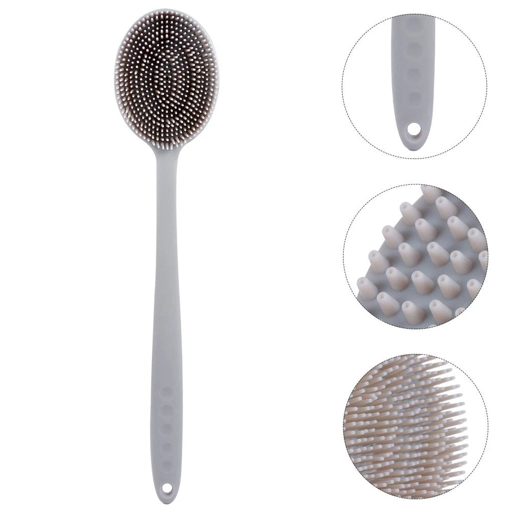 1Pc Bath Brush Silicone Bath Brush Long Handle Bathing Supplies
