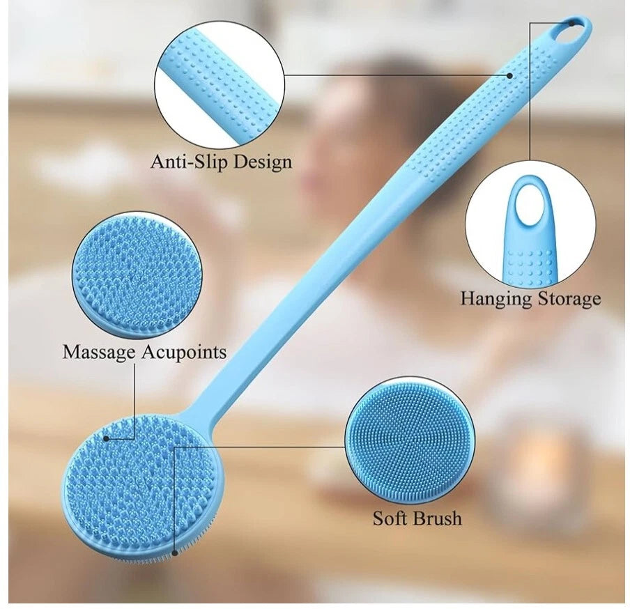 VWMYQ Silicone Back Scrubber for Shower, 17in Long Handle Body Brush
