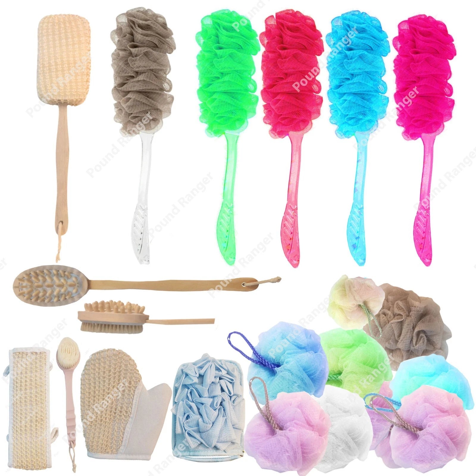 Long Handle Soft Bath Brush Back Scrubber Mesh Sponge Loofah Body Puff Shower