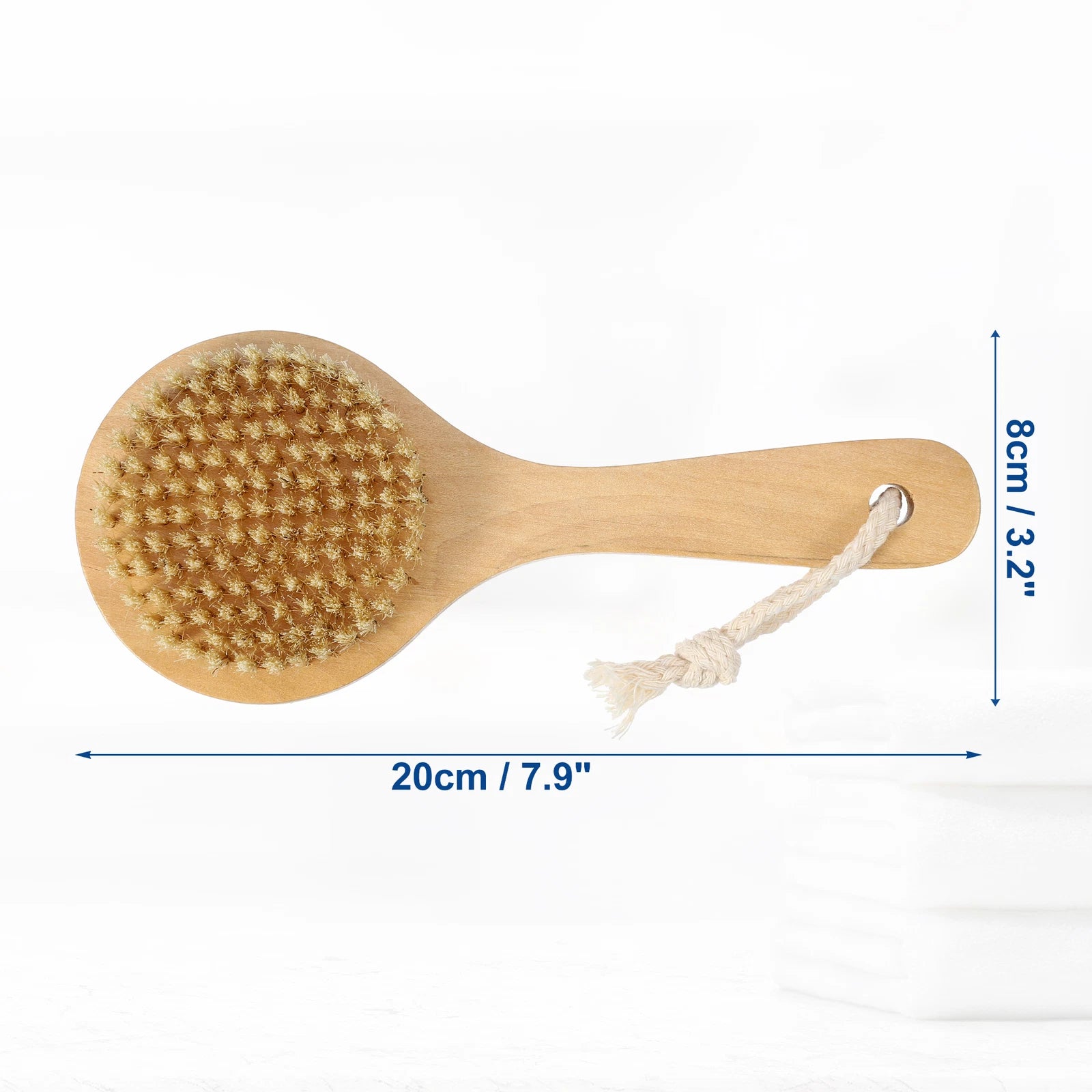 1Pcs Bath Shower Brush Back Scrubber with Short Wood Handle Brown 7.9 Inches