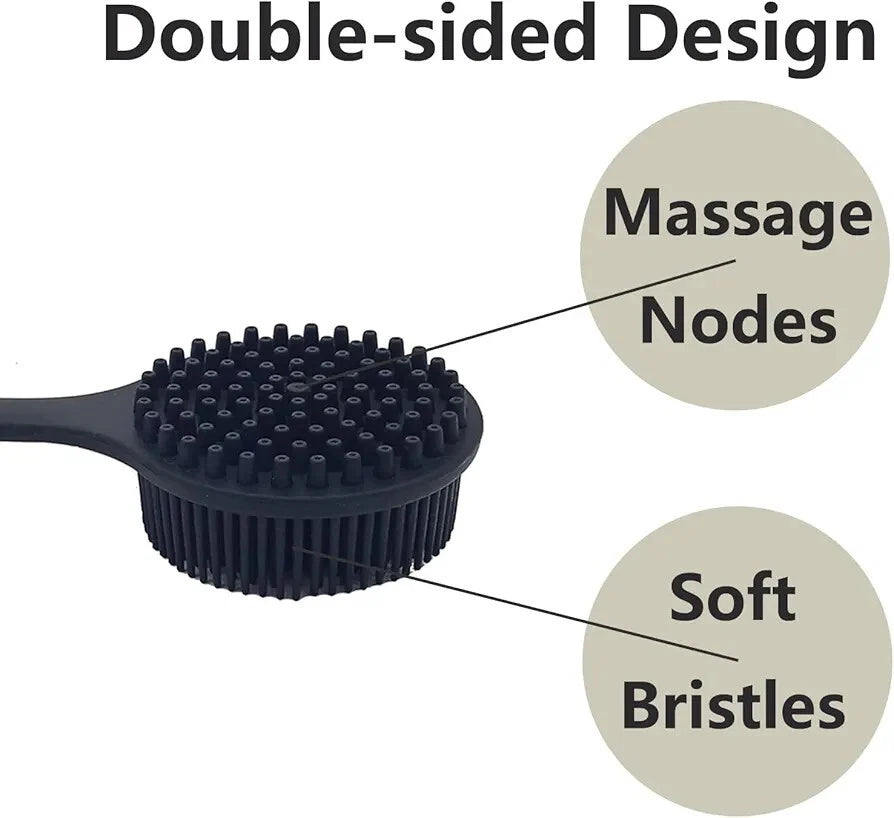 Silicone Body Scrubber Long Handle Back Scrubber for Shower Silicone Back Brush