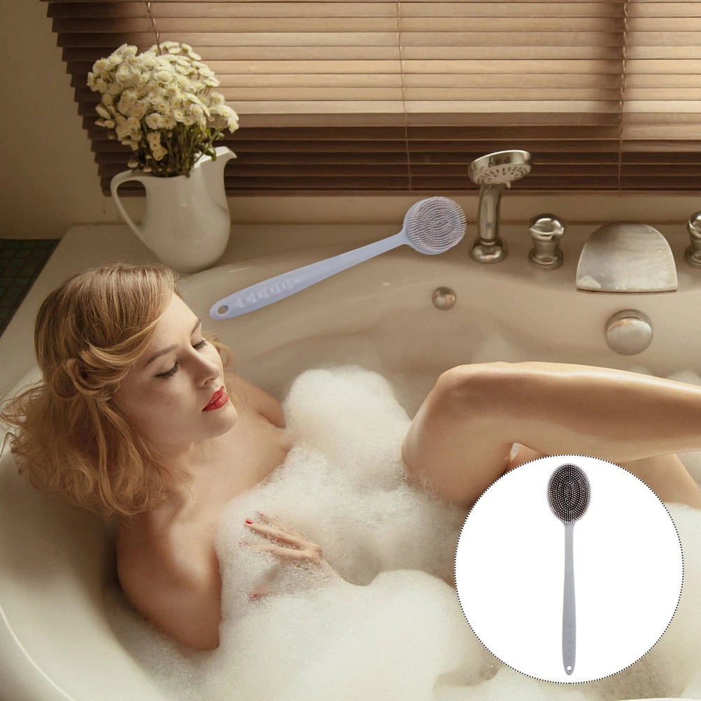 1Pc Bath Brush Silicone Bath Brush Long Handle Bathing Supplies