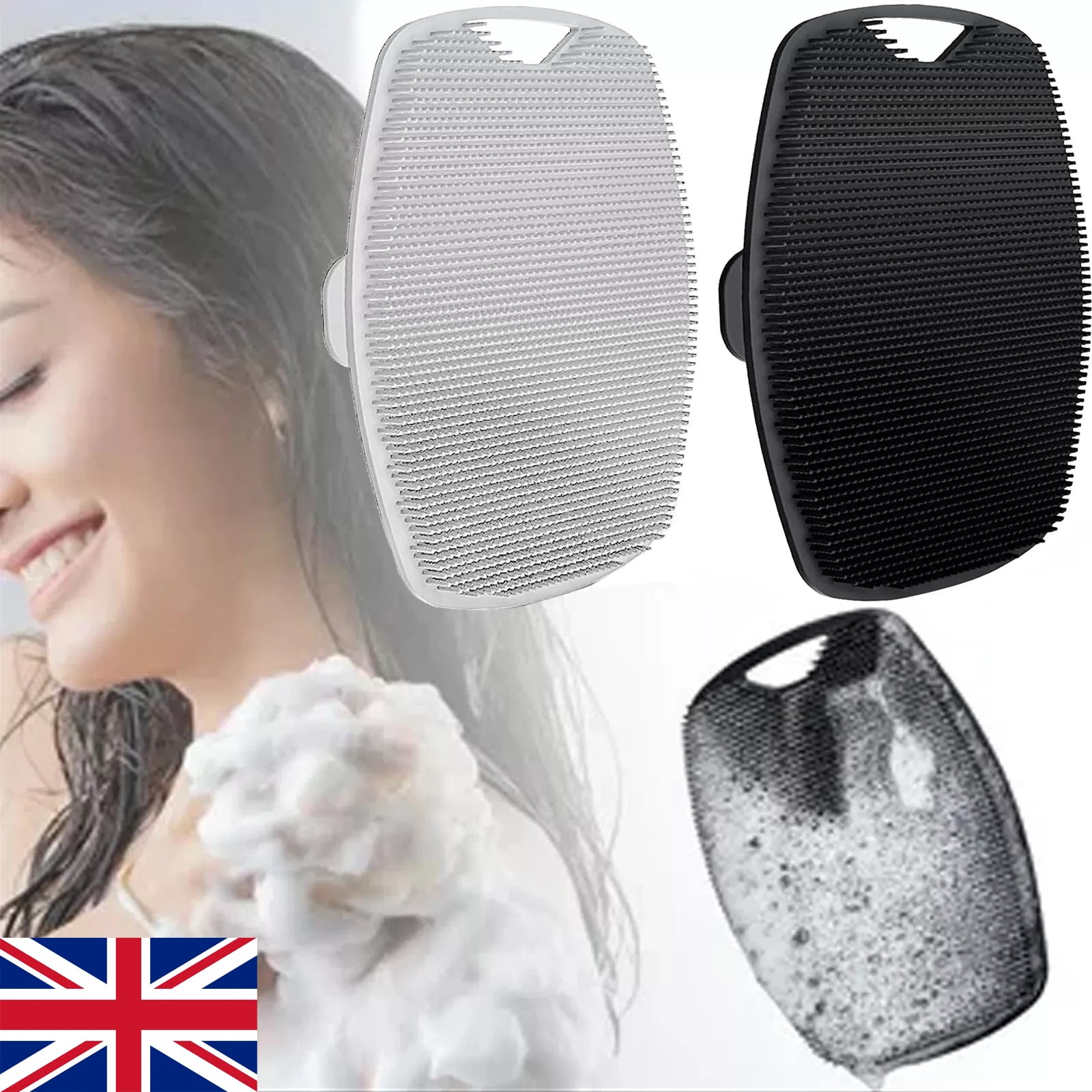 Silicone Body Shower Brush Scrubbers Flat Shower Brush Gentle Exfoliat