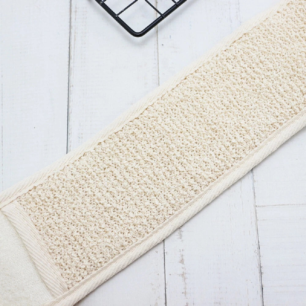 Back Scrubber Real Loofah Shower Exfoliating Belt Body Brush Bath Massage UK New